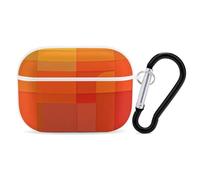 Orange and Gray Abstract Earbuds Organizer Shockproof Protective Airpods Pro Cover with Carabiner Clip Anti Fall Carrying Earphone Case Cover for Airpods Pro 2nd Generation White