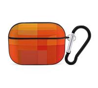 Orange and Gray Abstract Earbuds Organizer Shockproof Protective Airpods Pro Cover with Carabiner Clip Anti Fall Carrying Earphone Case Cover for Airpods Pro 2nd Generation Black