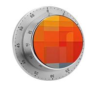 Orange and Gray Abstract Mechanical Kitchen Timer for Cooking 60 Min with Magnetic Backing Loud Alarm,Stainless Steel Wind Up Countdown Timer Cute Egg Timers for Cooking Studying Gaming Classroom Off