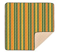 Orange and Green Straight Stripe Soft Thick Baby Gym & Activity Mat for Floor Washable Infant Play Activity Mat for Baby Toddler Infant, 50'' x 50''
