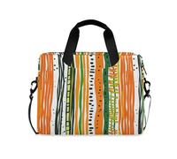 Orange and Green Stripe Pattern Doodle Art Laptop Sleeve Case Soft Lining Computer Case messenger bags for Work Journey with Strap Handle, 13 14 15.6 inch