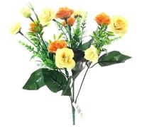 Orange and Lemon 31 cm Rose and Grass Bush - Artificial Silk Flower