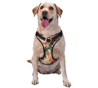 Orange And Pink Peonies Rose No Pull Dog Harness Adjustable Reflective Oxford Easy Control Medium Large Dog Harness