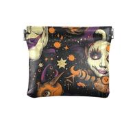 Orange and Purple Circus Mask PU Leather Small Coin Purse Convenient Makeup Period Bag for Girls Women Ladies
