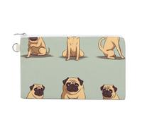 Orange And Turquoise Coin Purse Canvas Change Pouch with Zipper Small Cosmetic Organizer Bag Women Wallet for Car Keys, Credit Cards, Cash, Lipstick, Yoga pug, One Size