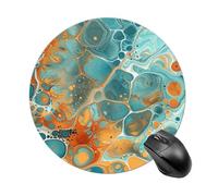 Orange and Turquoise Round Mouse Pad Smooth Glide Gaming Mousepad Extra Density Portable Comfortable Mouse Mat for Desk, Home, Office 7.8x7.8 Inches