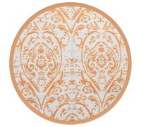 vidaXL Outdoor Carpet - Woven Polypropylene Rug, UV-Resistant, Reversible for Patio/Terrace - Orange, White, 200 cm Diameter