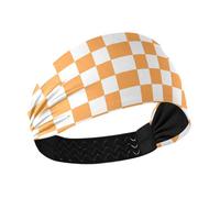 Orange and White American Plaid Cooling fashion headbands for women Elastic hairband for make up Volleyball Volleyball vinchas para el cabello de mujer