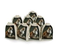 Orange And White Cat 8 PCS Muslin Bags with Drawstring Sachet Bags Empty Small Cotton Drawstring Bag Muslin Reusable & Washable Cotton Bag for Herb Spice Candy Soap Jewelry Wedding Gift Pouches