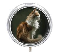 Orange and White Cat Pill Box Medicine Pill Organizer 3 Compartment Daily Pill Case Small Pill Container Round Pill Holder Travel Pill Box Metal Pill Case for Purse Pocket