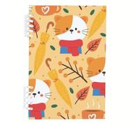 Orange and White Cats Notebook A5, Cute Cartoon Cat Notebooks, Lined Paper Ring Bound Notebook A5 120Pages/60Sheets, Notepads for Note Taking, Exercise Books for Home, College Supplies Women Man