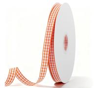 Orange and White Gingham Ribbon, 3/8 Inch x 50 Yards Plaid Checkered Ribbon for Picnic and Party Decoration, Orange Buffalo Ribbons for Gift Wrapping, Crafts & DIY Accessories