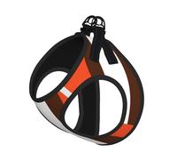 Orange And White Stripe Print Adjustable Reflective Harness Leash Set For Cats, Dogs And Small Pets, Soft Breathable Mesh Walking Vest With Escape-Proof Lead