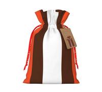 Orange And White Stripe Print Christmas Bag Festive Present Sack Xmas Drawstring Bags Party Decor Gift