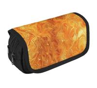 Orange And Yellow Lava Pencil Case Organizer - Large Capacity 3 Compartment Pencil Pouch for Adults, Portable Makeup Bag & Aesthetic Stationery Bag with Zipper (8.7x4.3") Unisex Gift