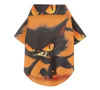 Orange Angry Cat Cartoon Anime Summer Dog Shirt Vest Button Up Lightweight and Breathable Pet Summer T-Shirts Puppy Clothes Perfect for Everyday Wear, and Photoshoots