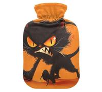 Orange Angry Cat Water Bottle for hot Water with Soft Cover, 2L Water Bag for Hot and Cold Therapies, Hand Feet Warmer, Bolsa para cólicos menstruales