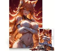 Orange Anime Fox Girl 1000 Piece Jigsaw Puzzles for Adults Jigsaw Smart Game Together Fun Image Assembly Seasonal Gift (38x26cm)