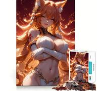 Orange Anime Fox Girl 1000 Piece Jigsaw Puzzles for Adults Jigsaw Smart Game Together Fun Image Assembly Seasonal Gift (38x26cm)