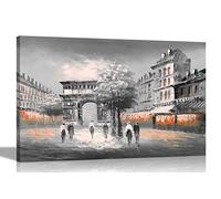 Orange Arc de Triomphe Paris, France Canvas Wall Art Prints Stretched and Framed Pictures for Home Livingroom Gift Artwork Extra Large 101 x 76cm (40 x 30 inches)