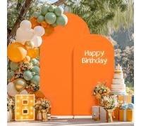 Orange Arch Backdrop Cover, Set of 2 Spandex Fitted Stretchy Arch Stand Covers, 2-Sided Round Top Chiara Backdrop Cover for Party Birthday Ceremony Banquet Baby Shower Banquet Arch Decoration