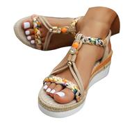 Orange Arch Support Flats Sandals For Women Uk 2026,Platform Wedge Orthopedic Non-Slip Open Toe Elastic Ankle Strap Slippers Dressy Summer Walking Outdoor Casual Beach Vacation Bohemian Shoes