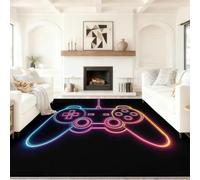 Orange Area Rug for Living Room 60 x 110 cm, Low Pile Non-Slip Geometric Game Controller Icon Carpet for Bedroom, Machine Washable Stain Resistant Modern Gaming Rugs