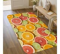 Orange Area Rug, Summer Tropical Lime Grapefruit Summer Yellow Low Pile Sponge Doormat Throw Rug Edge Binding Bathroom Entryway Bedside Doorway Decor 3' X 5'