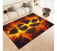 Orange Area Rugs Fantasy Burning Lava Machine Washable Area Rug Soft Short Pile Carpet With Anti-Slip Backing, Stain Resistant For Living Room Bedroom Kitchen & Office Home Decor,