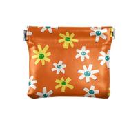 Orange Art Sunflower Women's Leather Coin Purse Waterproof Cash Coin Purse for Woman, Orange art sunflower, One Size, Modern