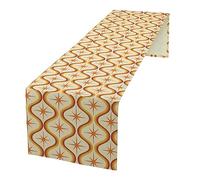 Orange Atomic Table Runner, Mid Century Modern Yellow Burgundy Oval Shapes Pattern Print Table Runner for Dinning Holiday Home Picnic Party 13x70 Inch