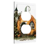 Orange Autumn Halloween Pumpkin Switch Cover Plate Rustic Pumpkin House Seasonal Decorative Wall Plates Size Thermoplastic Cover