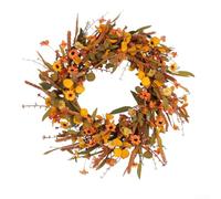 Orange Autumn Wreath 50cm Wildflower Design for Front Door