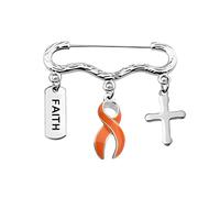 Orange Awareness Ribbon Charm Pin Gift Leukemia Awareness Jewelry Leukemia Warrior Gift (Orange faith Pin EU)