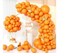 Orange Balloons, 130Pcs Matte Orange Latex Party Balloon Garland Arch Kit 18/12/10/5 Inch Women Girls Birthday Anniversary Bridal Shower Wedding Engagement Valentine Halloween Decoration