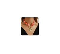 Orange Bandana Necklace Red Heart Scarf Necklace with Charm Heart Pendant Pink Scarf Necklaces Chunky Flower Gemstone Pearl Sun Pendant Green Christmas Bandana Charm Necklaces for Women Trendy Jewelry