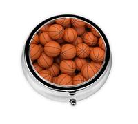 Orange Basketball BallMeta Pill Box 3 Compartment Medicine Case,Portable Organizer