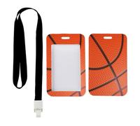 Orange Basketball ID Badge Holder with Black Lanyard, Card Lanyard Holder, Vertical Cards Protector for Nurse, Vertical ID Cards Protector for Worker, Nurse Accessories Work Teacher Stuff