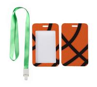 Orange Basketball ID Badge Holder with Green Lanyard, Nurse ID Badge Holder, Vertical Name Badges Protector for Office, Vertical Cards Protector for Nurse, Accessories Accessories Work