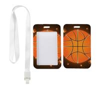 Orange Basketball ID Card Holder with White Lanyard, Card Holder Office, Vertical Cards Protector for Work, Vertical Name Badges Protector for Men, Nurse Accessories Work Nurse Accessories
