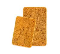 Orange Bathroom Rugs Sets 2 Piece Thick Chenille Bath Mats | Absorbent and Washable Bath Rug Non-Slip, Plush and Soft Rugs for Bathroom Floor, Shower, Sink - 17" x 24"+20" x 32"