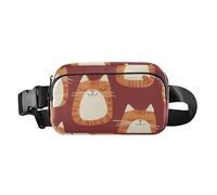 Orange Big Cat Minimalism Fashionable Crossbody Bag Waist Packs for Women Men Teens Large Capacity Sling Chest Bag with Adjustable Strap for Travel Running Hiking