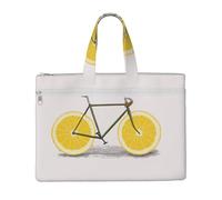 Orange Bike Printed Document Bag Teacher Canvas File Tote Bag Pouch for Work, Casual Handbag for Office School Travel Beach