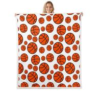 Orange Black Basketball Throw Blanket Cartoon Basketball Decorative Fleece Blanket for Kids Boys Teens Adults Sports Style Hippie Street Art Fuzzy Blanket for Bedroom 30x40