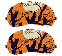 Orange Black Cat Dead Tree Moon Soft Comfort Eye Blindfold, Light Blocking Sleep Blindfold for Travel Home Office