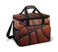 Orange Black Lines Basketball Texture Camping Cooler Bag Insulated Beach Coolers Portable Leak Proof Bags with Shoulder Strap