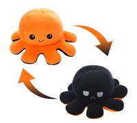 (orange-black) Octopus Reversible Plushie Plush Emotion Mood Octopus Toy Flip Moody Happy Sad Angry Inside Out