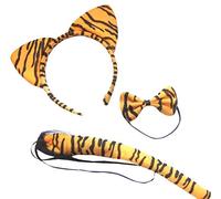 Orange Black Stripe Tiger Wild Animal Cat Ears Band Bow Tail Fancy Dress Up Set
