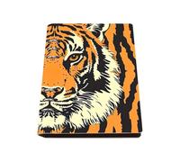 Orange Black Stripes Tiger A5 Notebook, Pu Leather A5 Notebooks, Lined Paper Spiral Bound Notebook 180Pages/90Sheets, Notepads for Study, Notepads for Work, University Stationery Journal Diary
