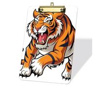 Orange Black Tiger Acrylic Clipboard with Gold Low Profile Clip A4 Clipboard Decor Office Stationery Gift Clip Boards for Boss Teacher Student Nurses Men Son Teens Uncle Gift Birthday Valentins